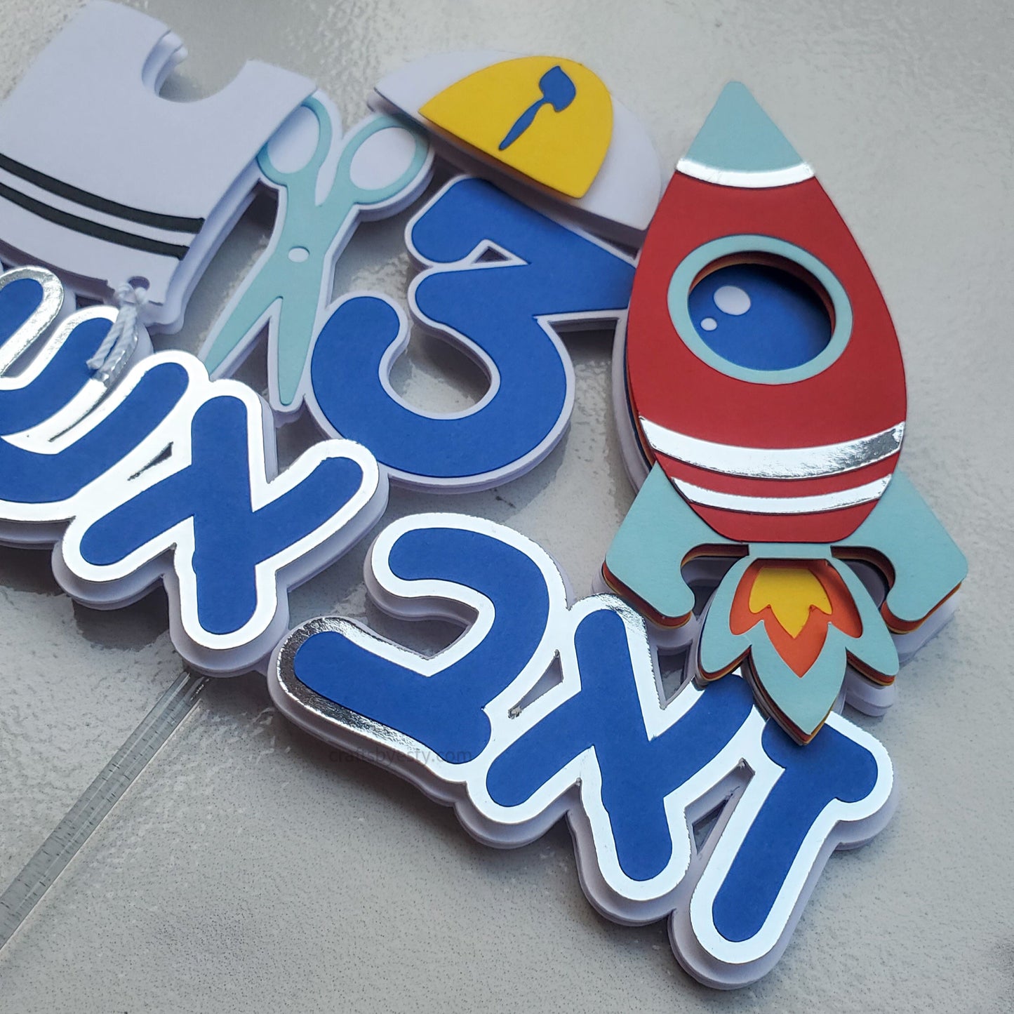 Spaceship Upsherin Cake Topper