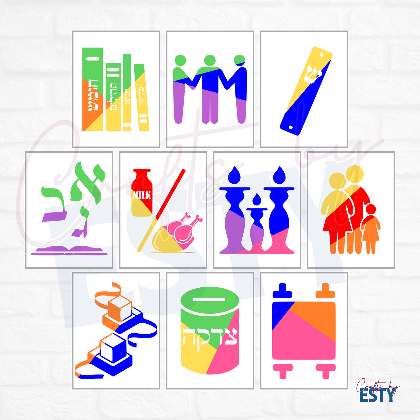 Bright Colored 10 Mivtzoim- Instant Download