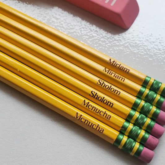 Personalized Pencils- Yellow Set of 6