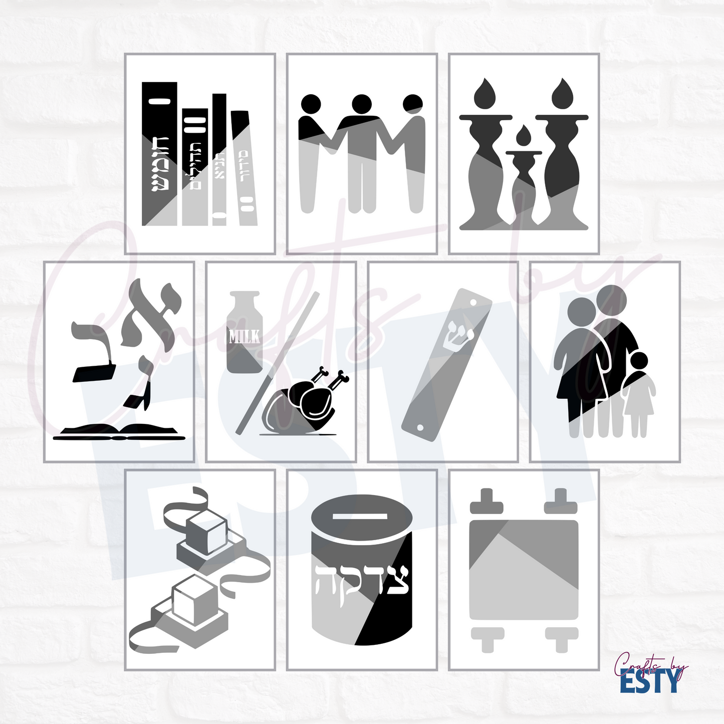 Black & White 10 Mivtzoim- Instant Download