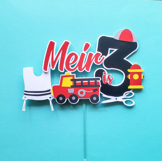 Fire Truck Themed Upsherin Cake Topper